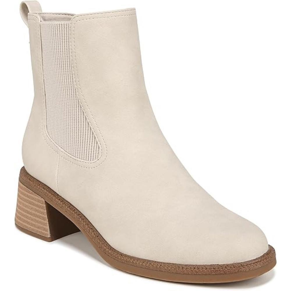Dr. Scholl's Redux Boots Women's 11 Off White Block Heel Ankle Chelsea LION440 - Picture 12 of 12